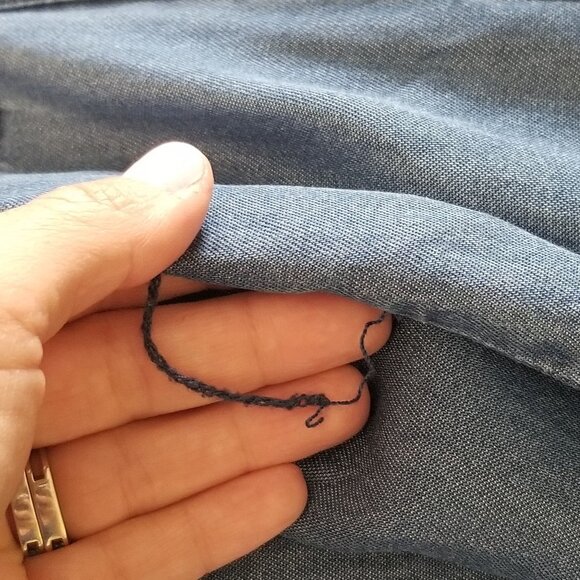 Max Jeans Blue Chambray Lightweight  Long Sleeve Button Down Shirt Dress Size XS - Picture 12 of 13